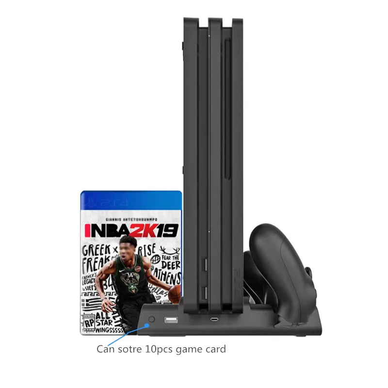 حامل تبريد رأسي لـ PS4 ، PS4 SLIM PRO ، ضوء LED ، قاعدة شحن ، مروحة تبريد ، متجر بطاقات ألعاب ، ملحقات