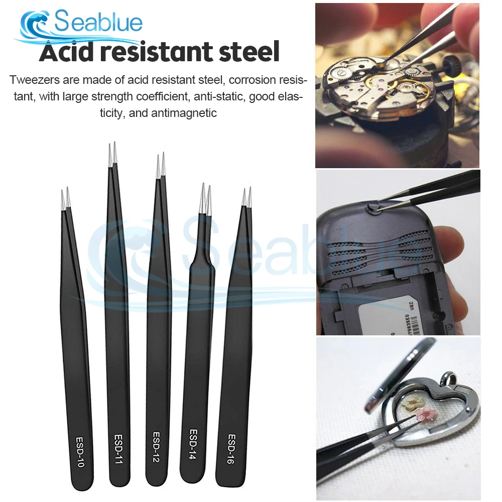 6pcs Anti-static Stainless Steel Tweezers Maintenance Tool Kits Mobile Cell Phone Repair Refurbished Tool Sets for iPhone