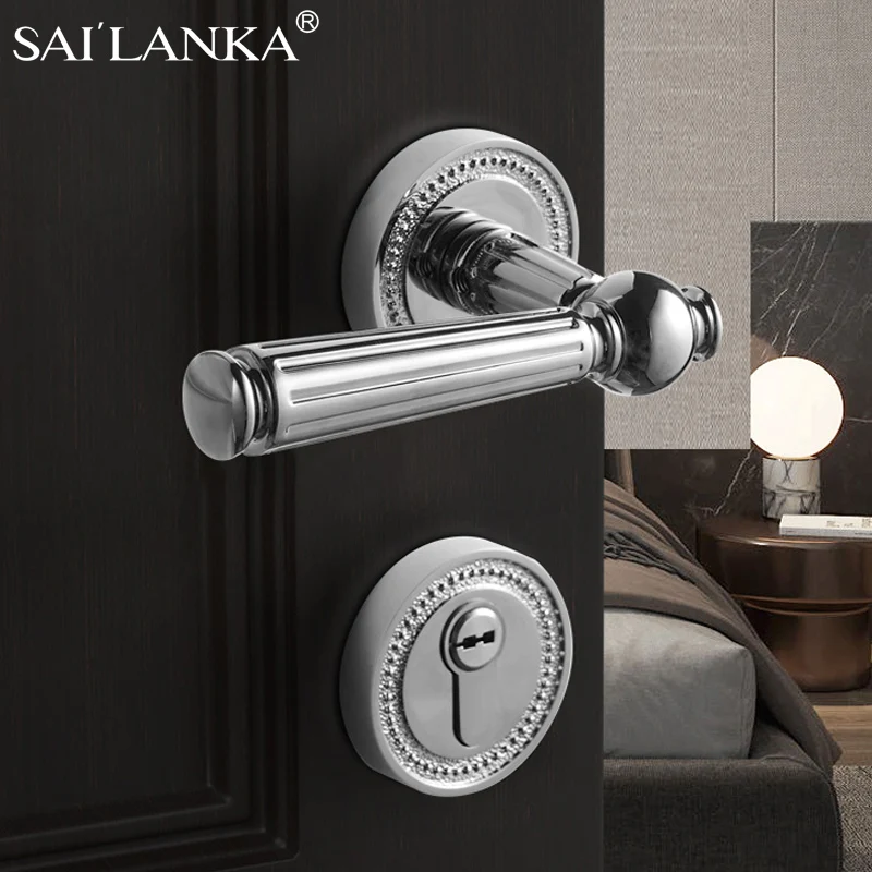 Imagem -06 - Sailanka-interior Maçaneta da Porta de Madeira Europeu Door Lock Anjo Household Handle Separar Mute Door Lock Acessórios de Hardware