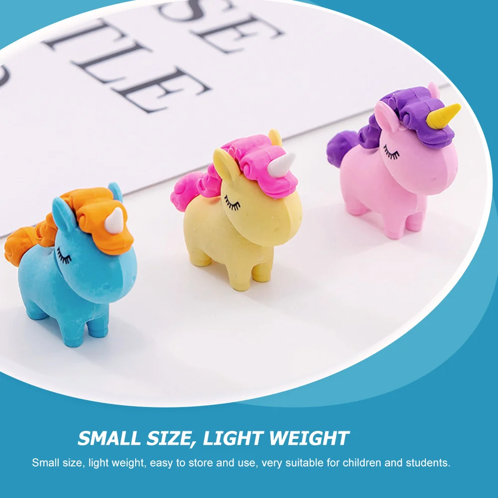 10Pcs Creative Eraser 3D Unicorn Shape Student Prizes for Daily Writing Correction Mini Erasers Bulk for School Use