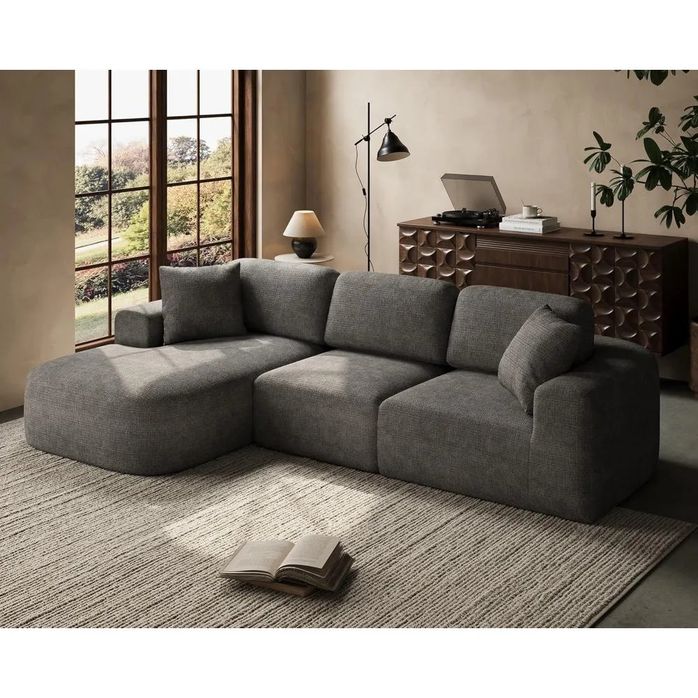 

107'' Modular Sectional Sofa Couch with Chaise, No Assembly Required, Modern Bouclé-Inspired Upholstery, Convertible L-Sh