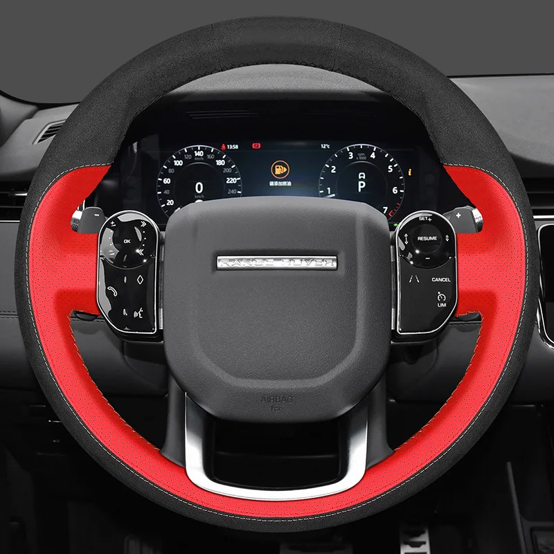 Suede Leather for Land Rover Range Rover Velar Evoque Discovery 5 4 Sports Hand Sewing Car Steering Wheel Cover Car Accessories