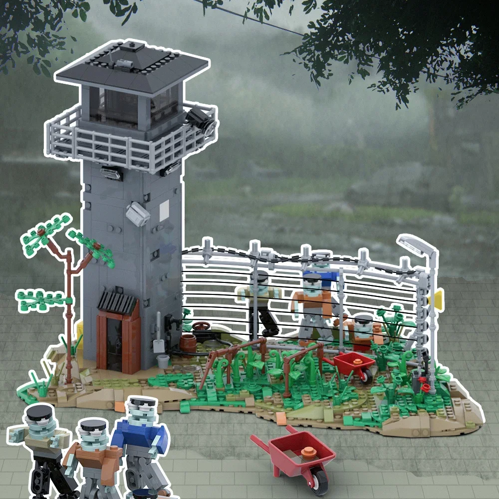 MOC Movie Walkingeds Deads Prison House Building Blocks Tower Bricks Building Blocks Kits Architecture Model Toy for Kids Gift