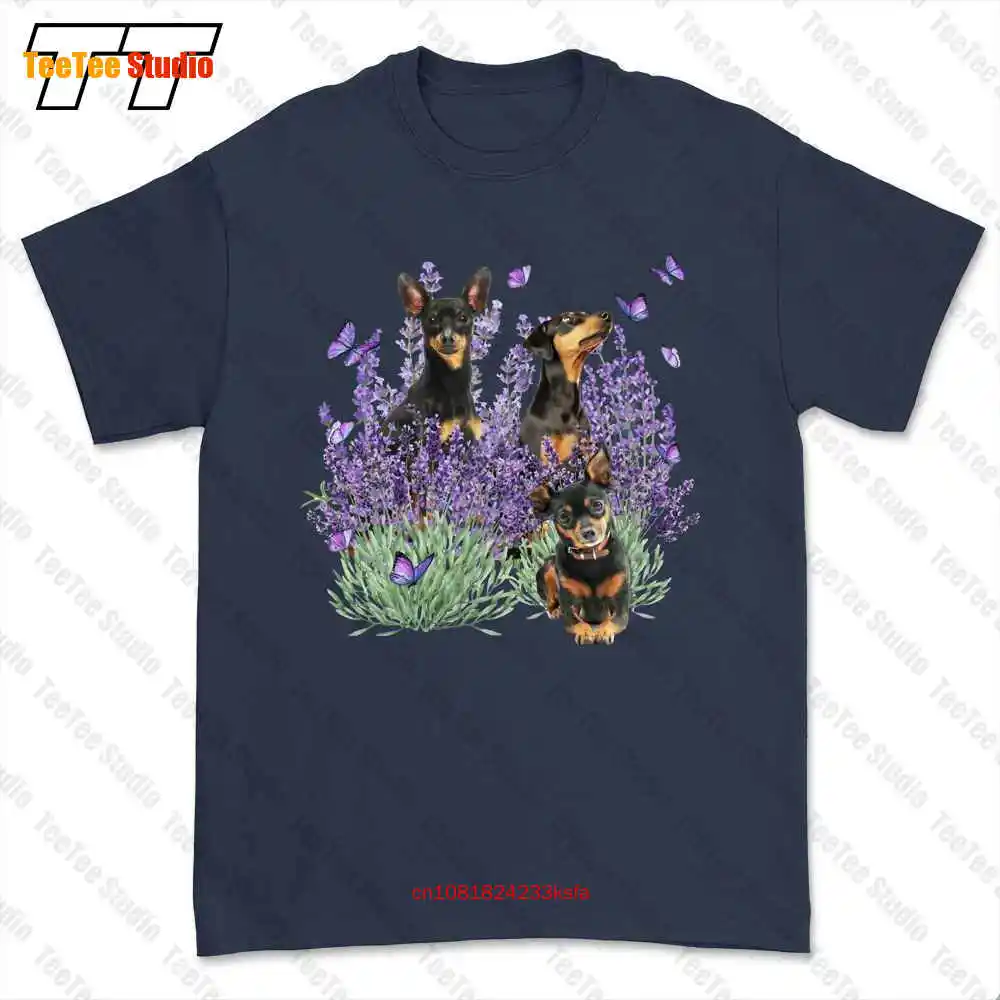 Miniature Pinscher And Gorgeous Purple Flower T-shirt Tee HQTE