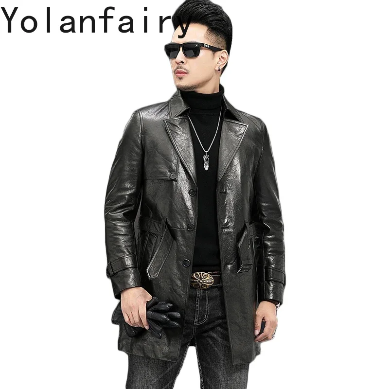 YOLANFAIRY Genuine Leather Jacket Men Natural Leather Coat for Men Jackets Korean Real Sheep Leather Suit Coats Autumn Winter