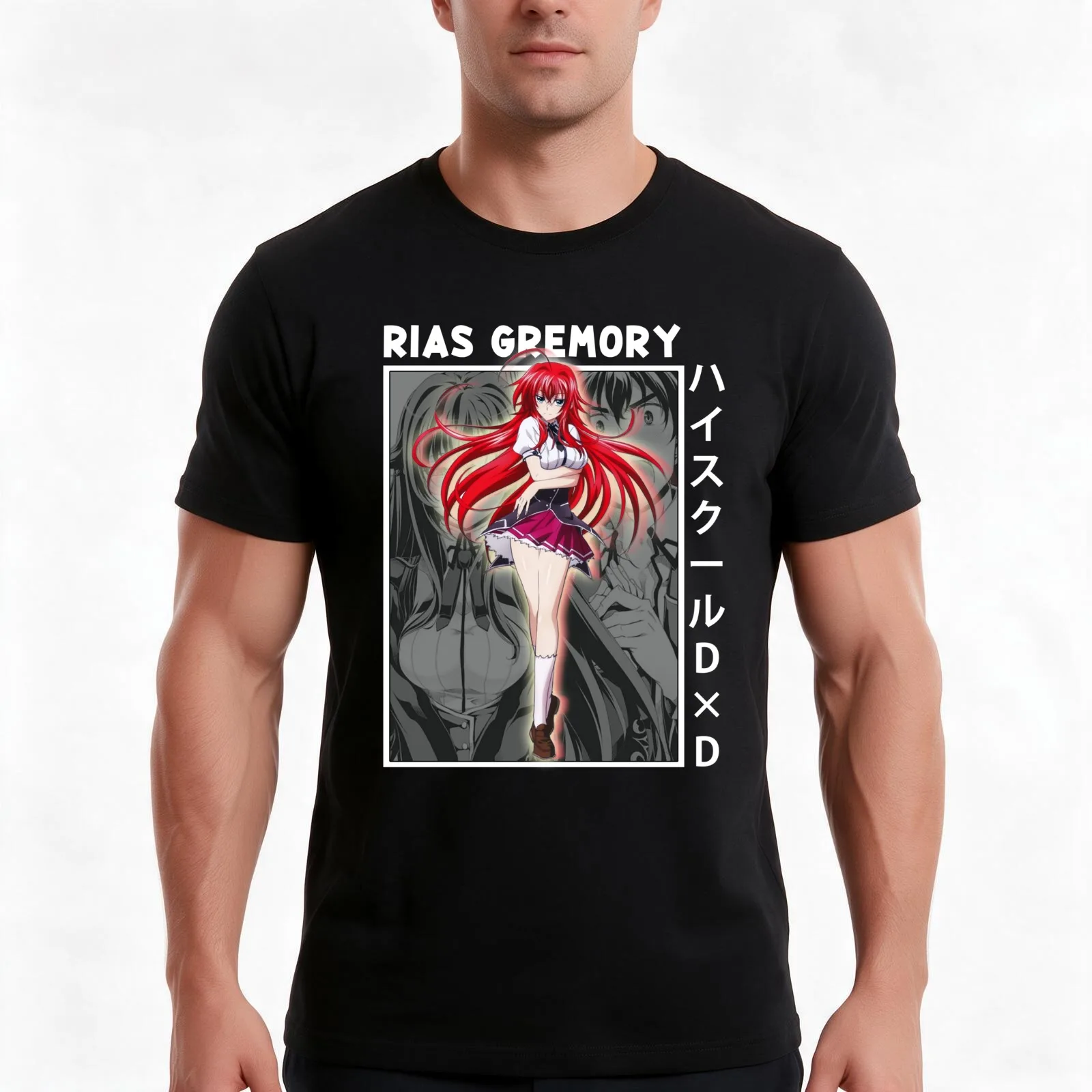 High School DxD Anime Character Rias Gremory T-Shirt, Summer Casual Cotton Tee, Oversized Streetwear Tops, Vintage Graphic Print