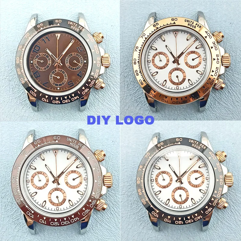 39.5mm silver and rose gold  fits VK series 63 movement sapphire glass 316L stainless steel waterproof case