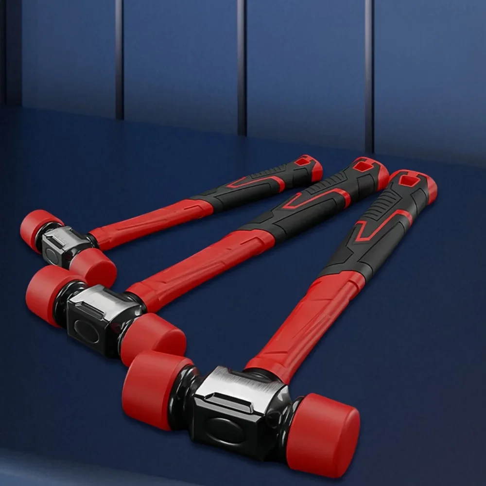 Non-Rebound Rubber Mallet Hammer, Solid Rubber Head Shock Absorbing Mallet, No-Mar Rubber Hammer for Tile Flooring Installation