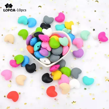 LOFCA 10 יח'\חבילה לב בצורת סיליקון חרוזים BPA משלוח בקיעת שיניים שרשרת תכשיטי ביצוע Loose חרוזים עבור מוצץ DIY