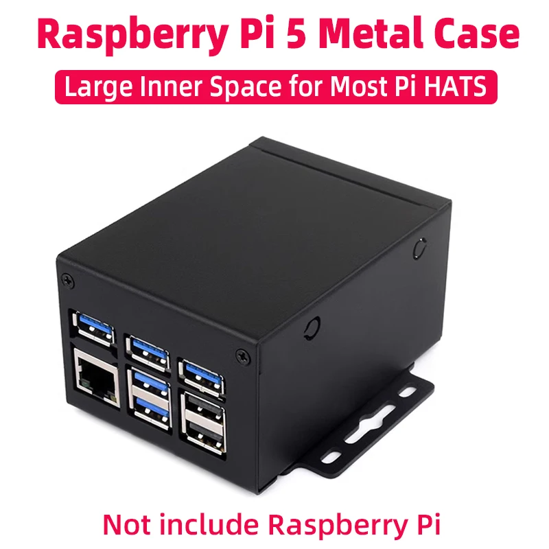 Raspberry Pi 5 Metal Case Industrial Grade Shell Support Install Most of PCIe/PoE Expansion Hats  Pi5-Case-D for RPi 5 Pi5
