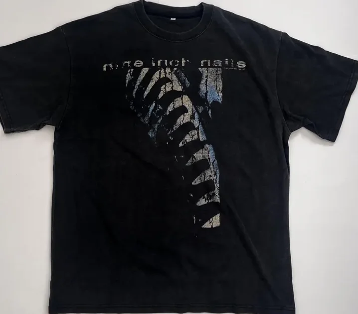 Nine Inch Nails Vintage Loose Oversized Unisex T-shirt Harajuku Streetwear Trendy Cotton Print Breathable high quality Couples