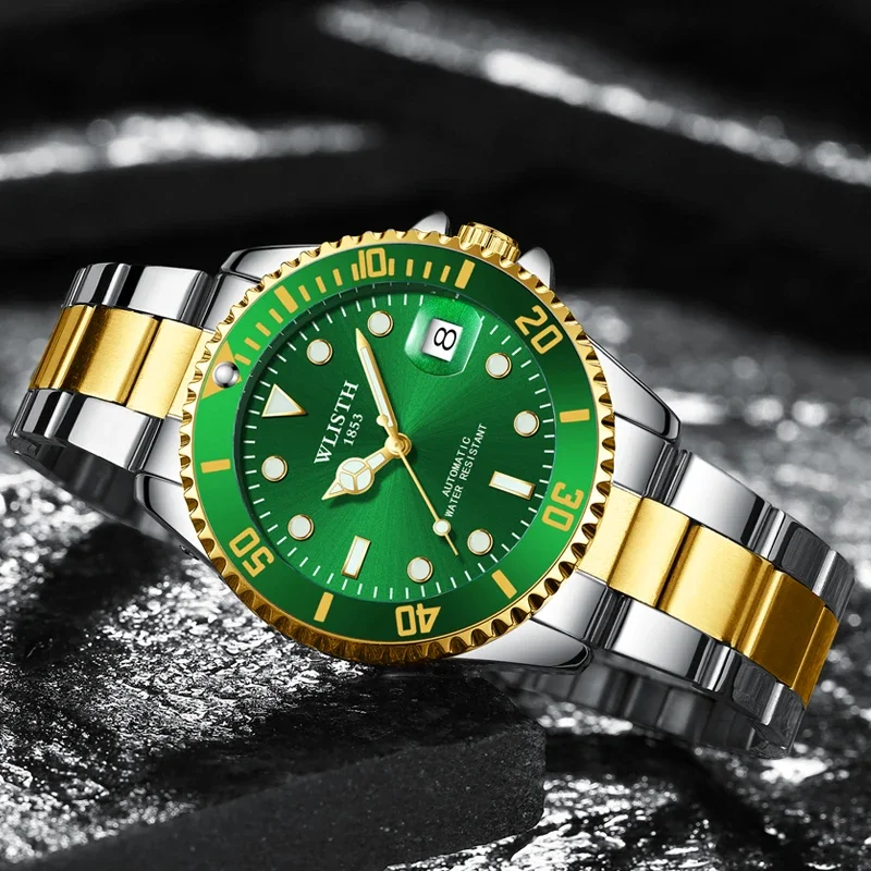 Automatic Mens Watch Mechanical Movement Stainless Steel Gold Silver Dial Date Luminous Luxury Men Watches Reloj Hombre