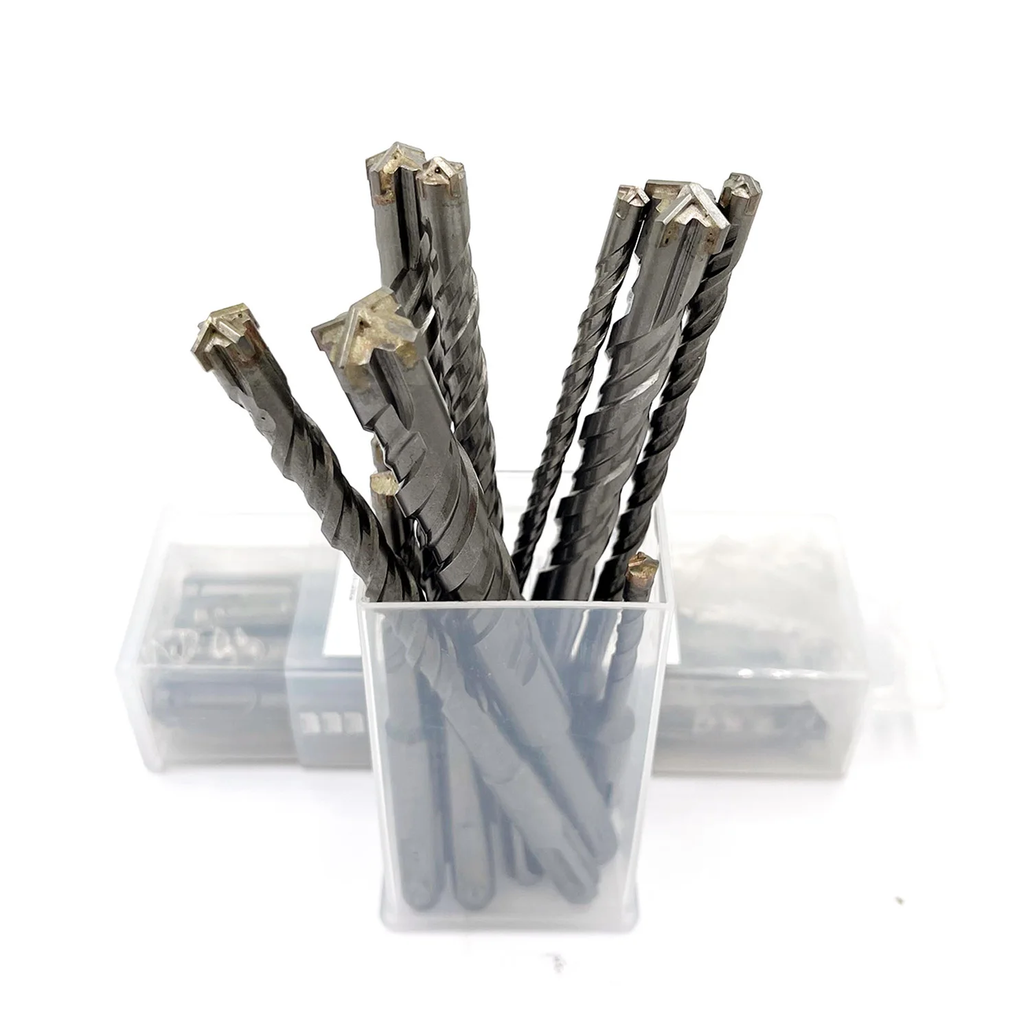 10 Pieces Carbide-Tipped SDS-Plus Rotary Hammer Drill Bit Set for Concrete，Brick,Block,Stone,Masonry