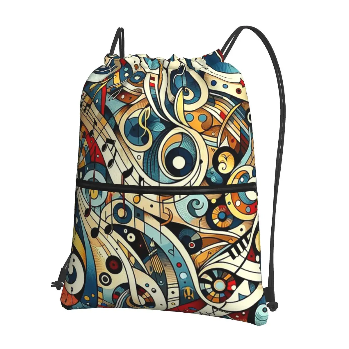 

Symphony In Swirls A Musical Note Journey Backpacks Portable Drawstring Bags Sports Bag Book Bags For Travel School