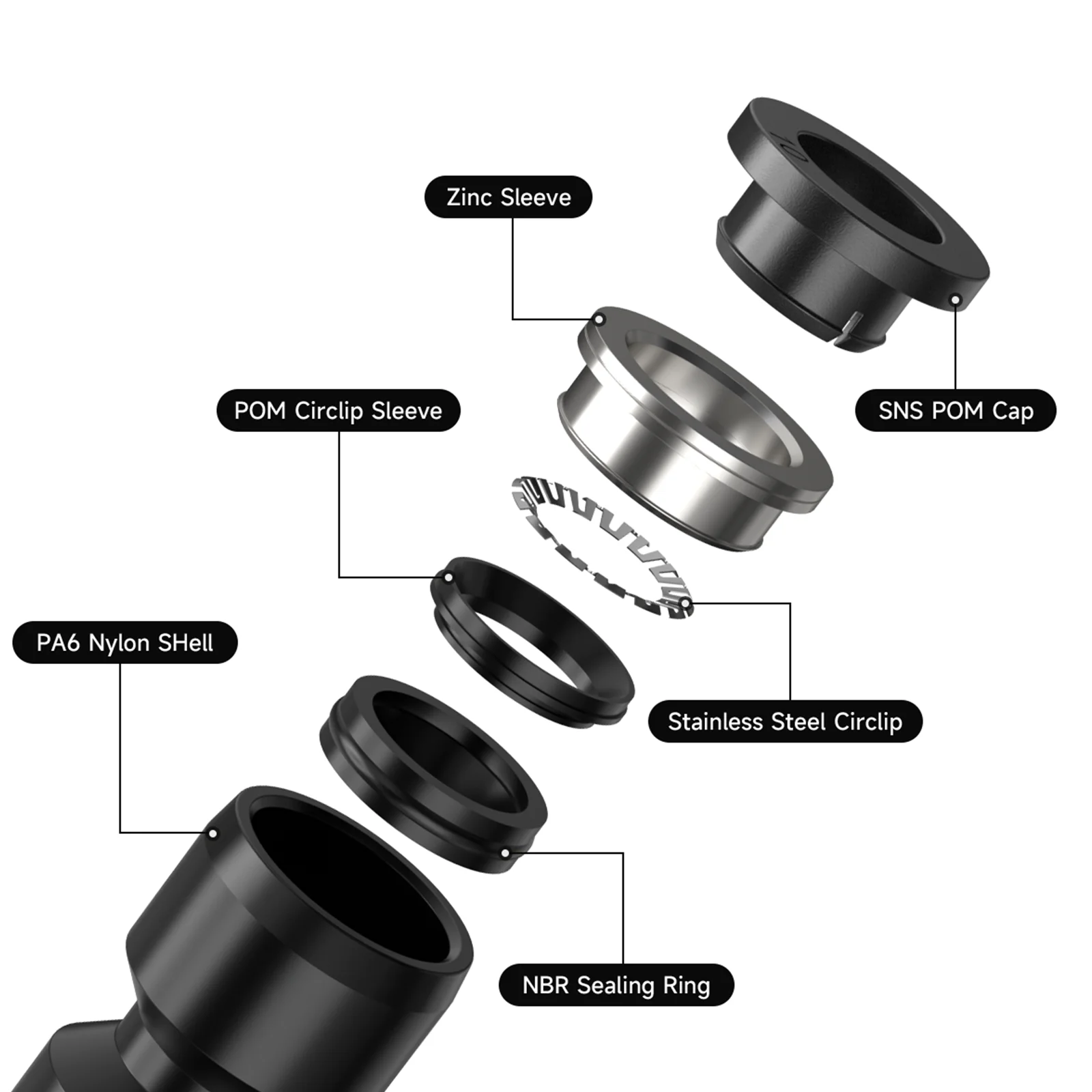 Black PU PE PV PY box 4/6/8/10/12/14/16mm pneumatic hose connector kit pneumatic quick release air hose push in connection