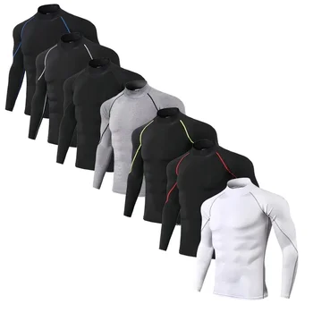 Homens gola alta roupa interior térmica elástica camisa térmica homem compressão undershirts longo johns homem esporte primeira camada pijamas