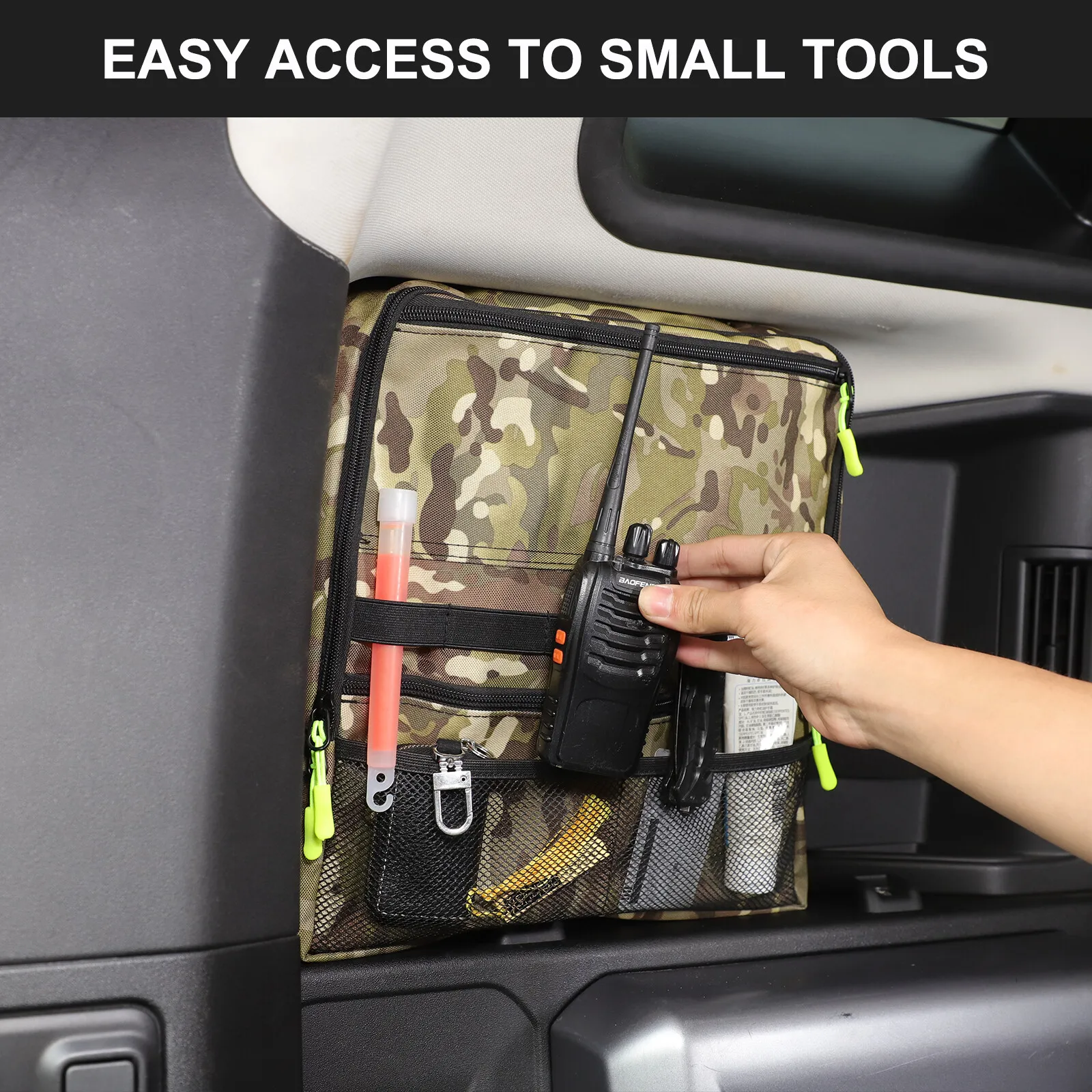 1 SZT. Torba do przechowywania na bok bagażnika samochodu w kolorze kamuflażu do Land Rover Defender 110 2020-2025, uniwersalny organizer, kieszeń do przechowywania