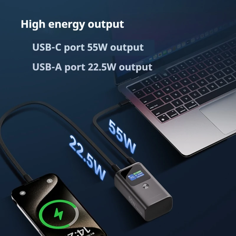 Thunderobot Power Bank V10 10000mAh 55W شاحن محمول سريع الشحن مع شاشة ملونة TFT معتمدة لهاتف iPhone16/Xiaomi
