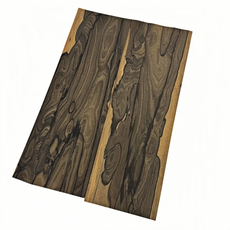 2pcs 0.5mm Natural Ebony Veneer, Bookmatched, Guitar Body Veneer, DIY Marquetry Veneer, Size 50x18cm'