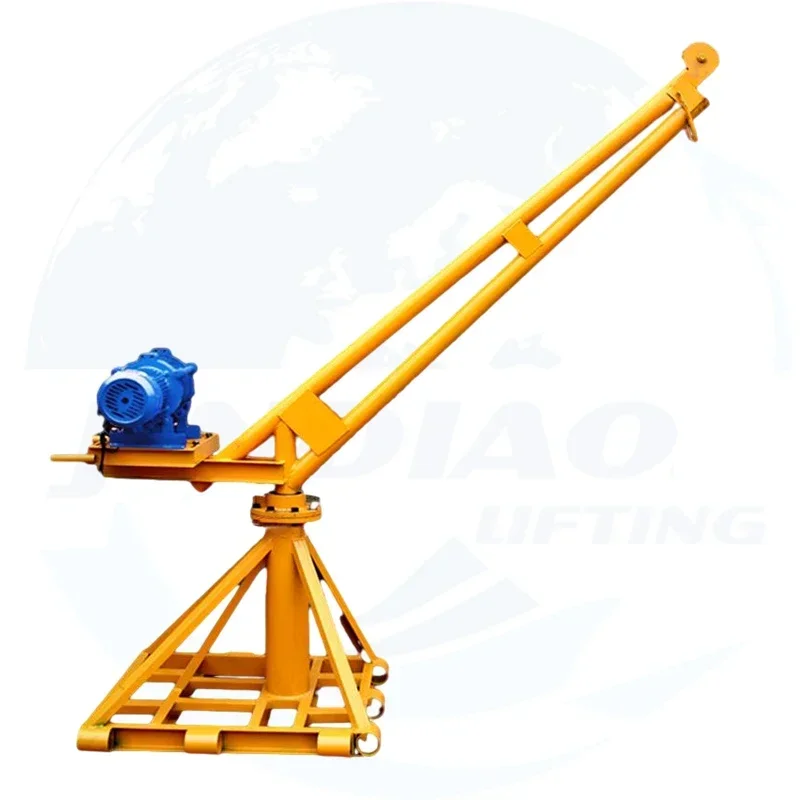 500kg 1000kg Construction Roof Lifting Hoist Outdoor Mobile Jib Wire Rope Engine Mini Crane