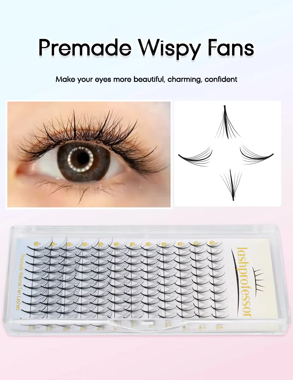 3D/5D/7D/9D/11D/15D Handmade Wispy Spike Thin Root Premade Fan Lash Eyelash Extensions Korean PBT Pointy Base Russian Volume Fan