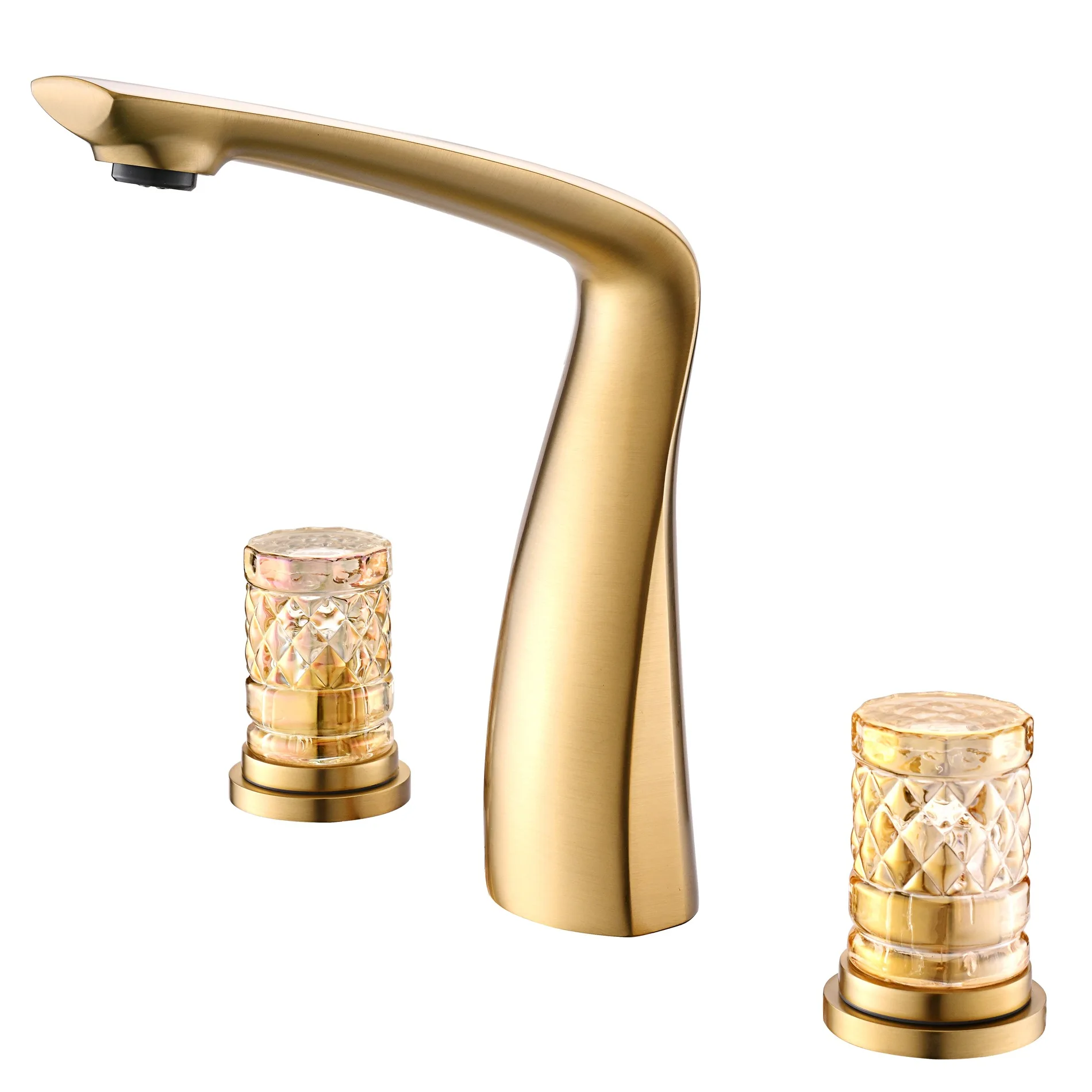 

8 Inch Widespread Basin Sink Faucet Deck Mount Two Handle Hot and Cold Mixer Taps Three Hole Bathroom Vanity Sink Faucet Gold