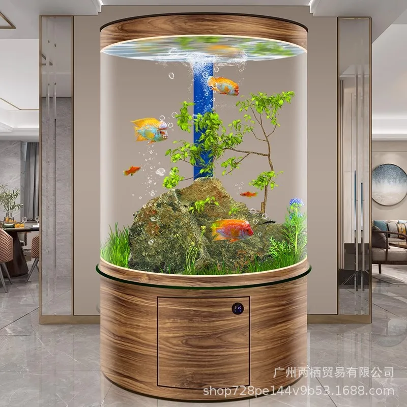 European Cylinder Glass Aquarium Energy Saving Ultra Quiet Eco-Friendly Durable Self Cleaning High-quality Goldfish Tank Bedroom