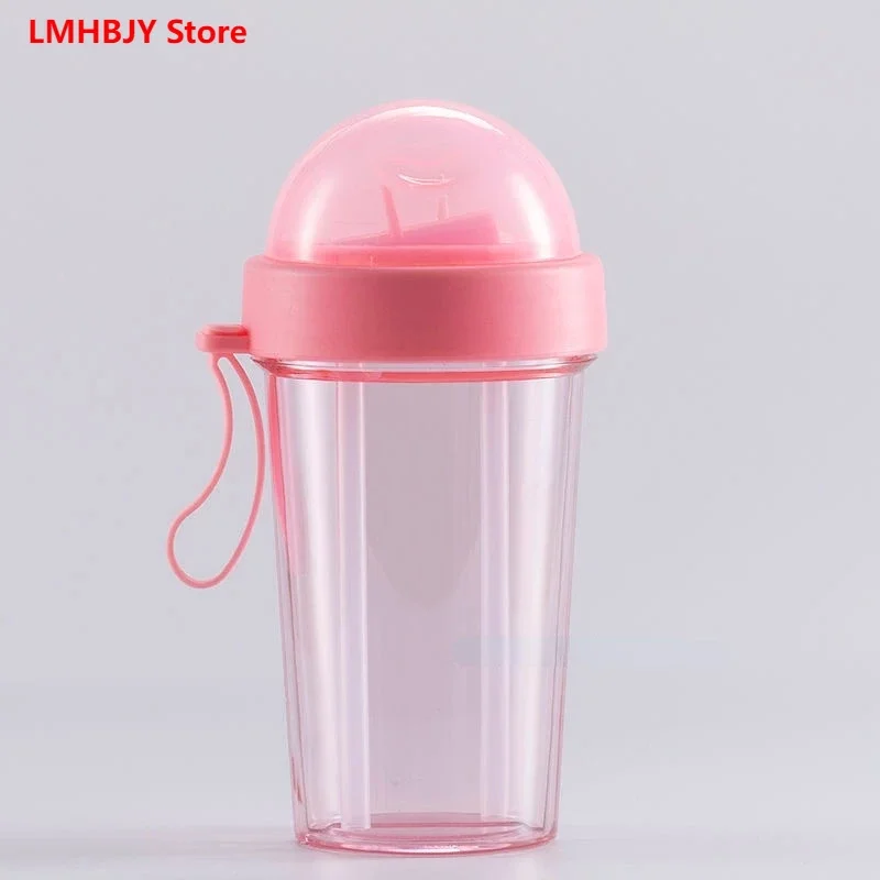 LMHBJY Fashionable Simple Double Drinking Cup Double Straw Cup Water Cup Couple Cup Dual Purpose Kettle Student Net Red Cup