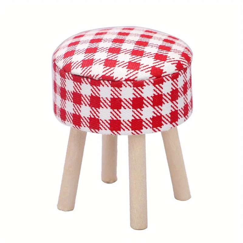 

1 шт. кукольный домик, мини-круглый табурет, тканевый табурет с цветочным принтом, модель игрового домика, гостиная, спальня, сцена, миниатюрный табурет, модель украшения