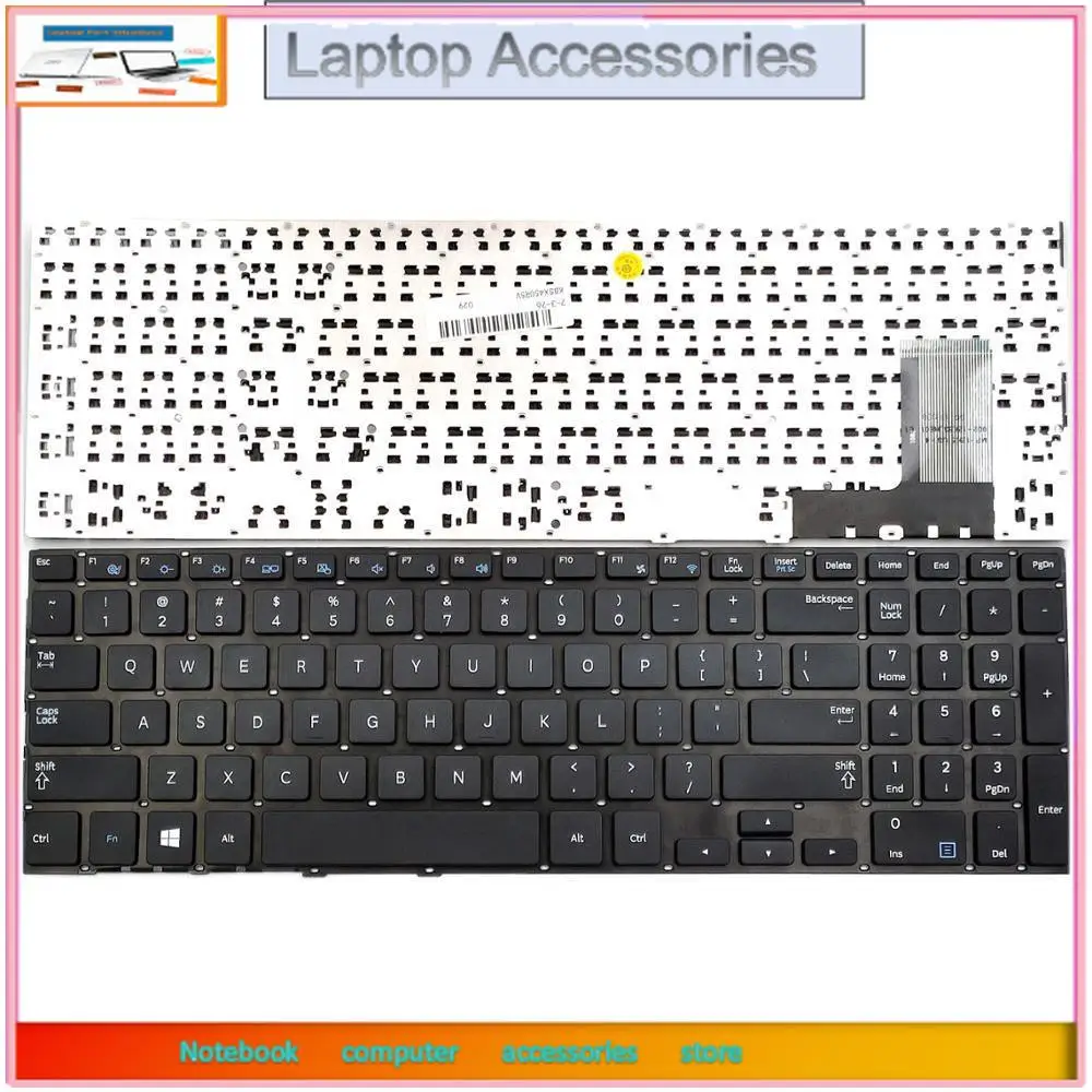 Nuevo para Samsung NP470R5E NP470R5E-K01CA NP510R5E NP510R5E-S01CA 470R5E 510R5E teclado del ordenador portátil US negro sin marco