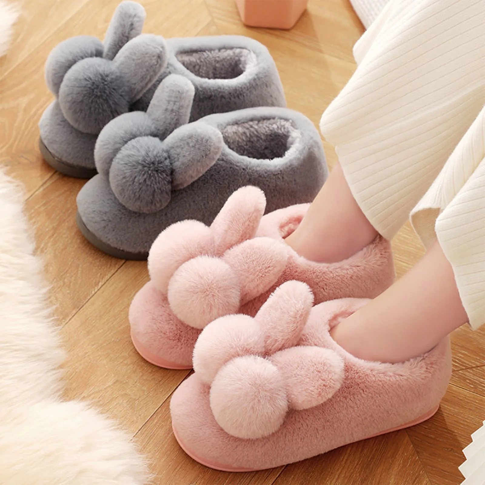 

Women'S Cotton Slippers Cartoon Plush Women'S Cotton Leisure Slippers Keep Warm In Winter Home Cute Indoor Cold Home