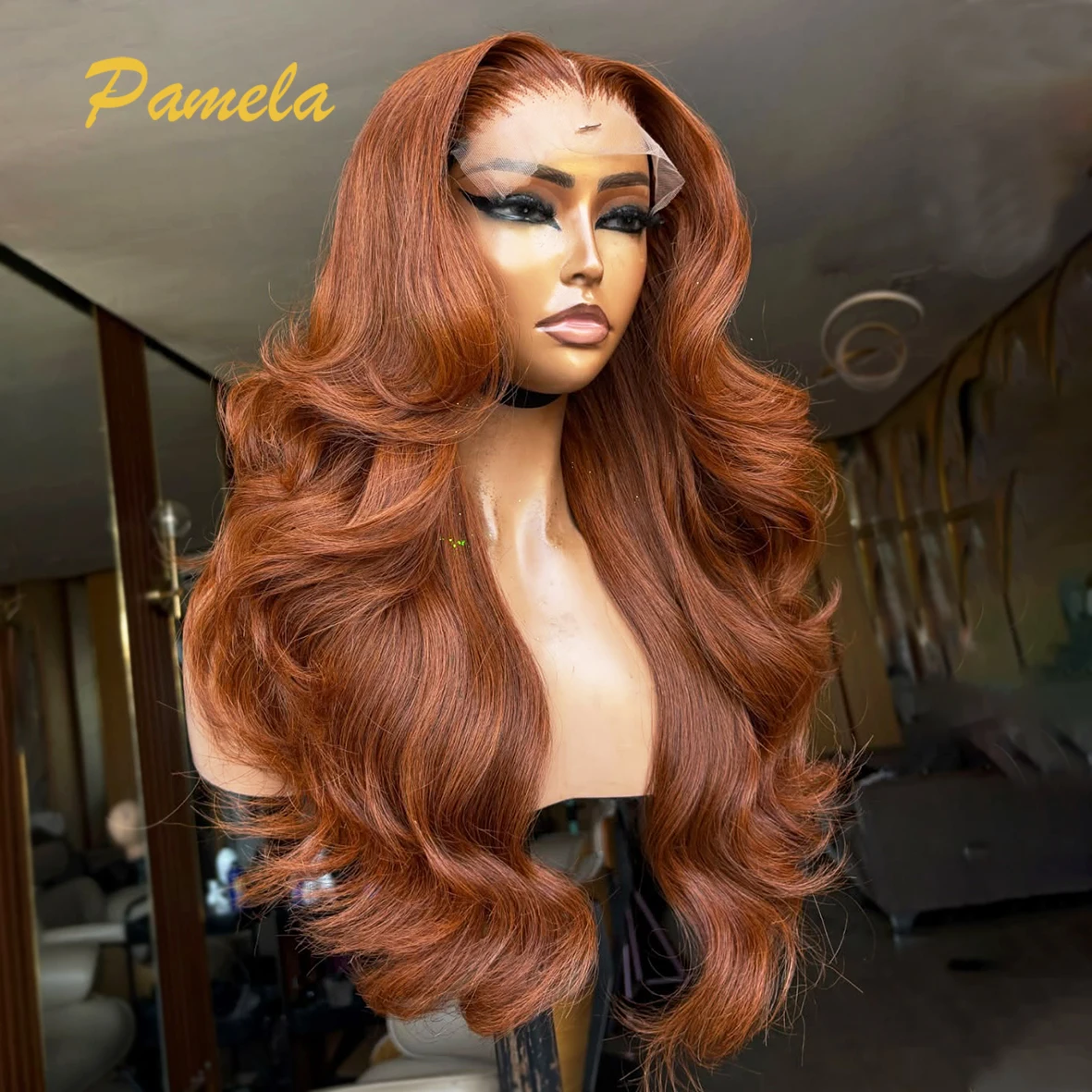 Ginger Orange Colored  350% Density Loose Deep Wave 5x5 Lace Closure Glueless Human Hair Wig Pre Plucked Wear and Go Wigs