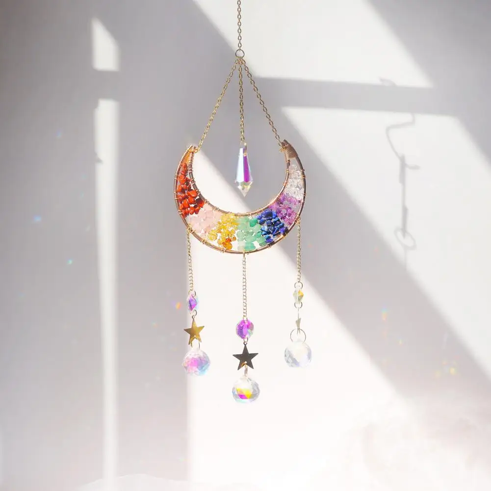 Pendant Decoration Decorative Suncatcher Colorful Suncatcher Moon Shape Hanging Prism Rainbow Maker for Windows for Christmas
