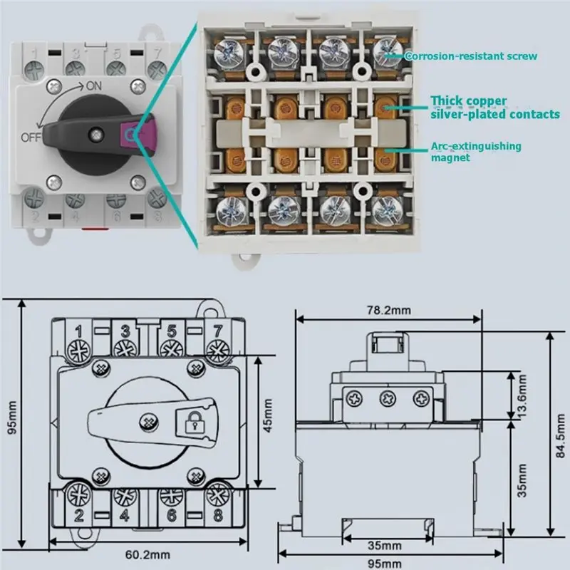 ABLN-Solar Disconnect Switch IP66 DC1200V 32A 4P Disconnect Switch Photovoltaic String Safety Breaker Safety And Reliability
