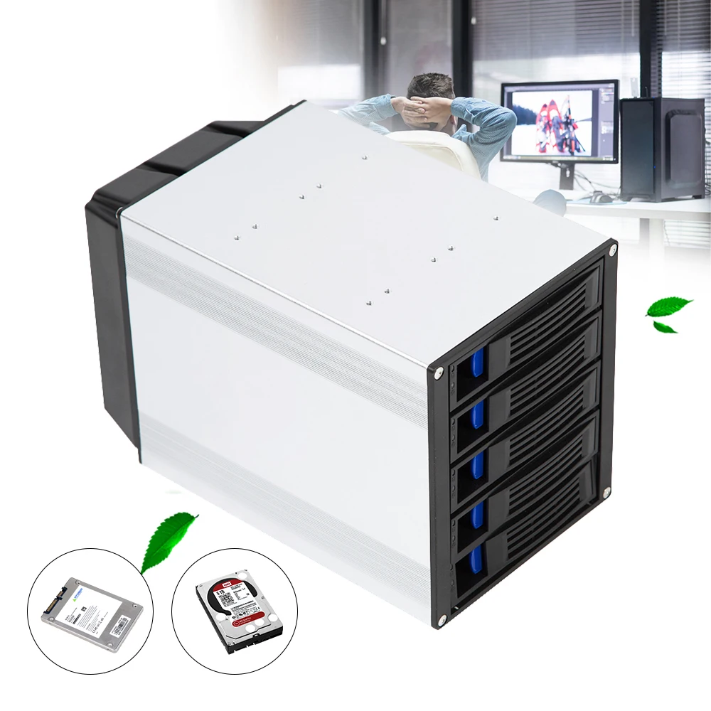 

HDD Enclosure Hot Swap Cage Hard Drive Enclosure Internal - 5 Hot Swap Bay Mobile Rack for 3.5inch HDD in 3X