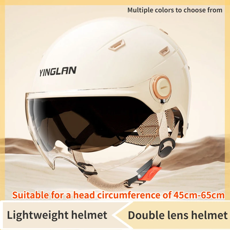 

Electric Car Summer Dual Mirror Half Helmet Four Seasons Universal Lightweight Helmet Breathable Sun Protection Lens Safety
