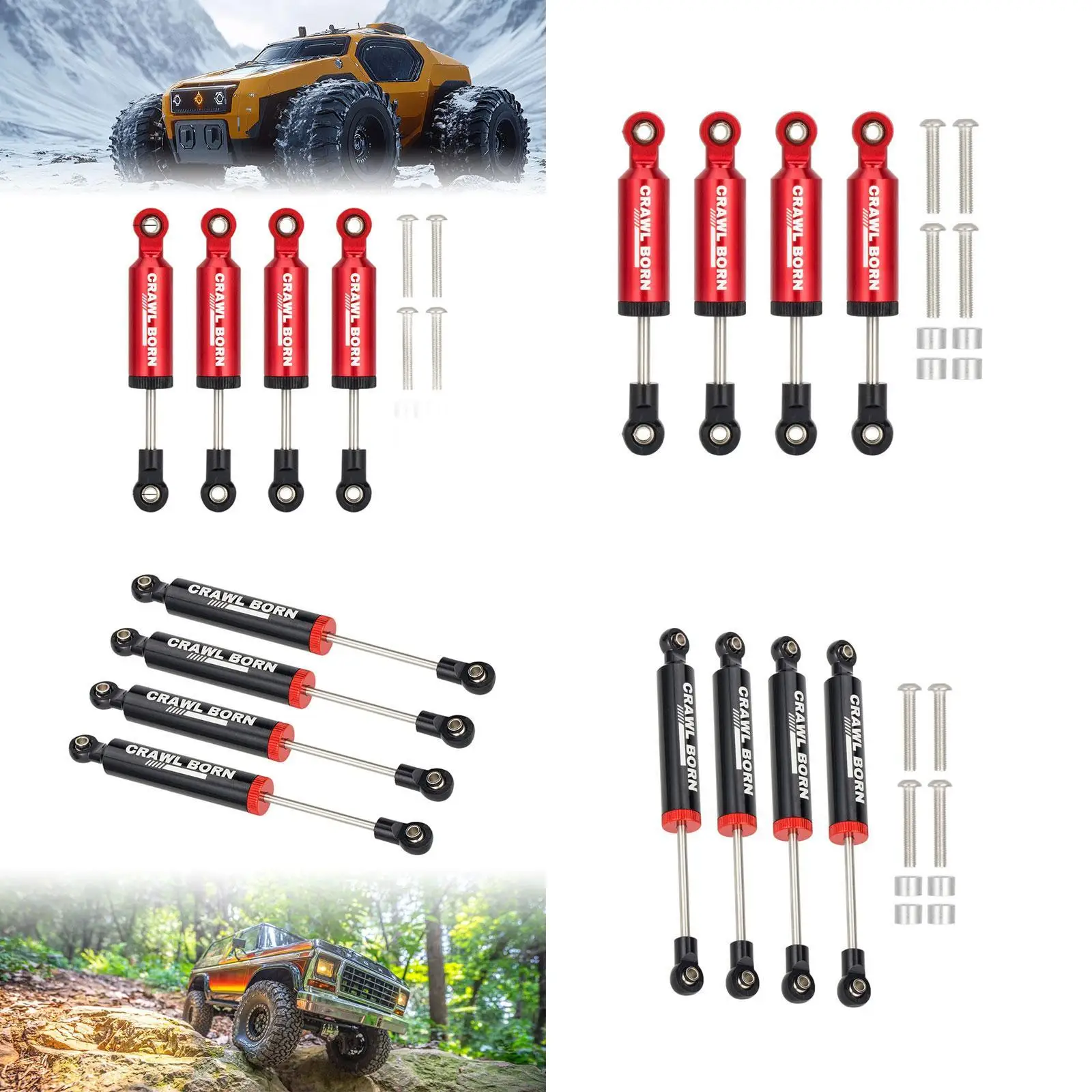

4x RC Shock Absorbers Replace Parts Dampers Alloy Oil Shock Absorbers with Screw for 1/10 Model RC Car Trucks Modification