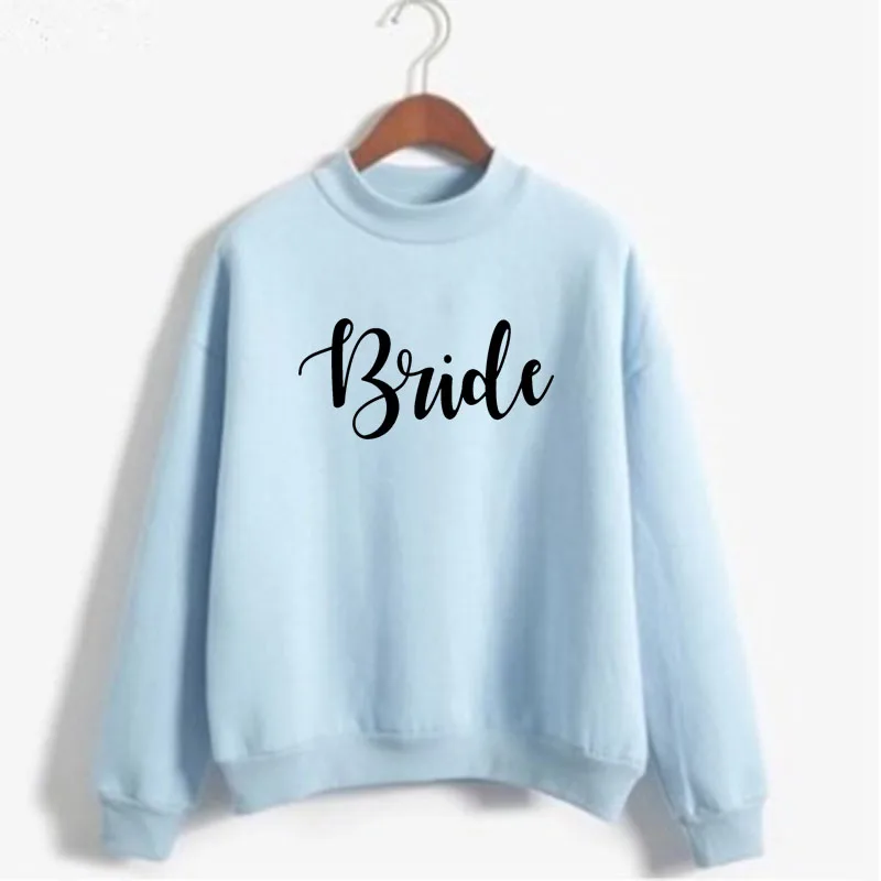 Bride Print Women Bachelorette Wedding Party Sweatshirt Korean O-neck Knitt Pullover Thick Autumn Candy Color women Clothes