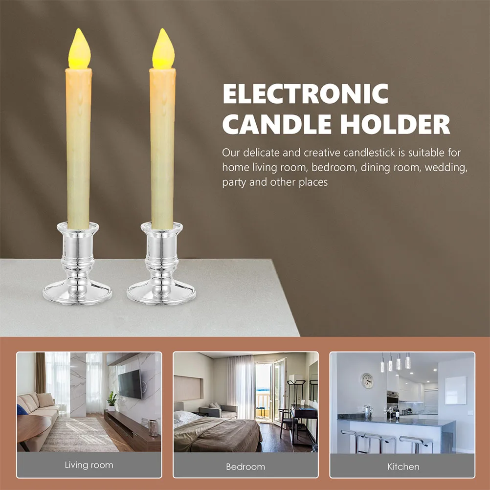 10 قطع من الشمعدانات الإلكترونية الأنيقة حامل بلاستيكي قطع مركزية لطاولة العشاء ومهرجان ديكور حامل عمود