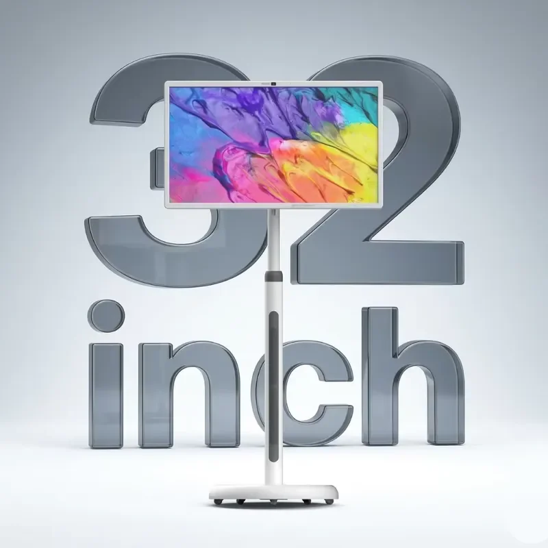 Factory Direct 32 Inch Wireless Smart Mobile Screen Android 13 Touch Screen Portable TV on Wheels 10000mAh for Home Cinema