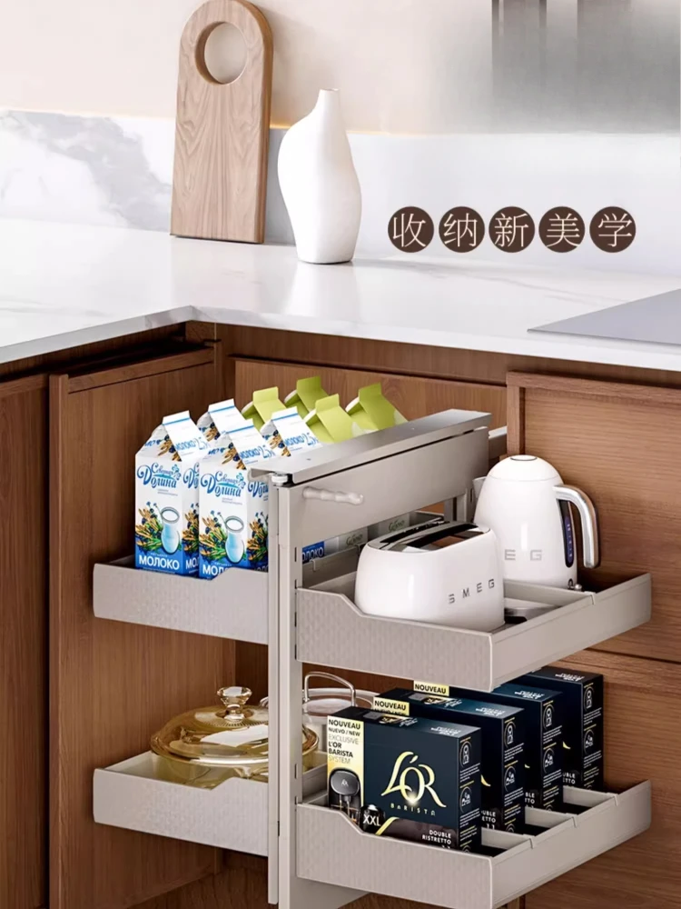 Full Open Corner Basket Kitchen Cabinet Drawer Shelf Corner Seasoning Basket