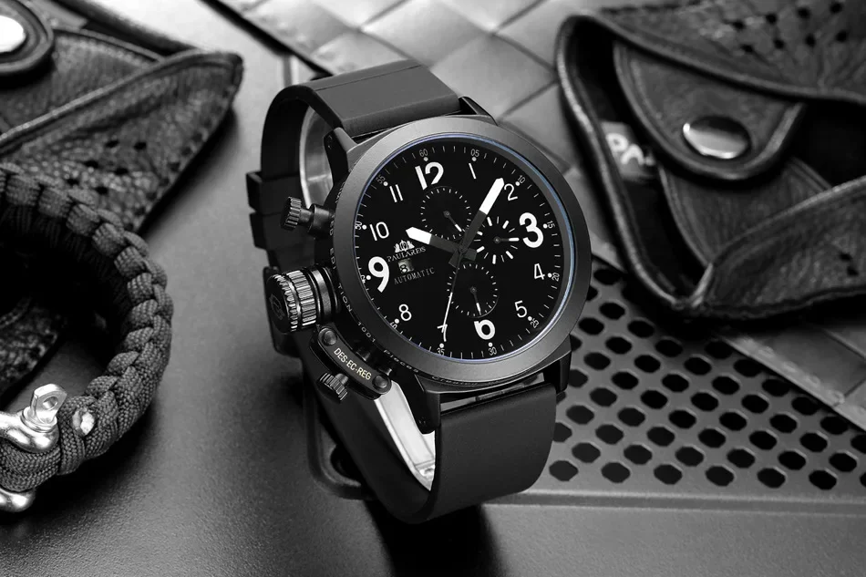 High-End and Fashionable Atmospheric Watch Automatic Mechanical Multifunctional Rubber Band Large Men's Watch Fashion Watch