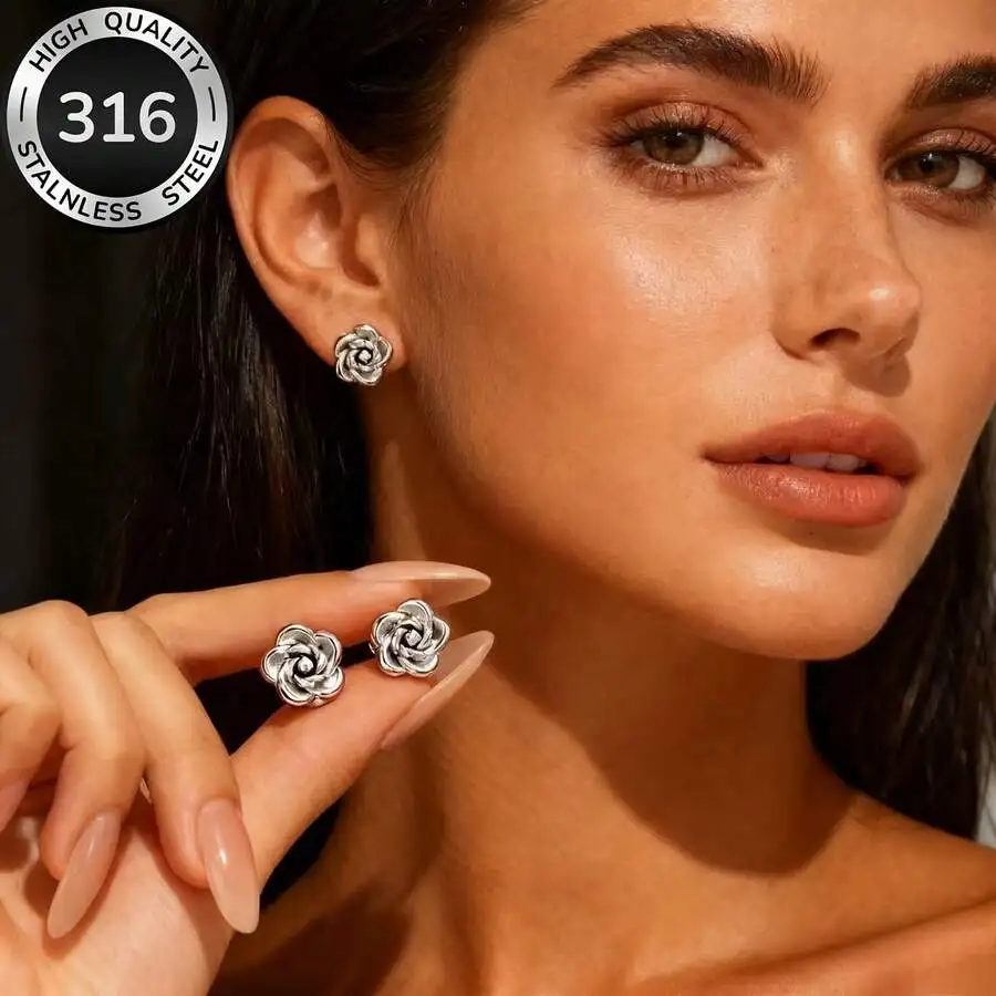 

Premium 316 stainless steel hypoallergenic clover stud earrings with sparkling stones gold-plated for lasting shine elegant dail