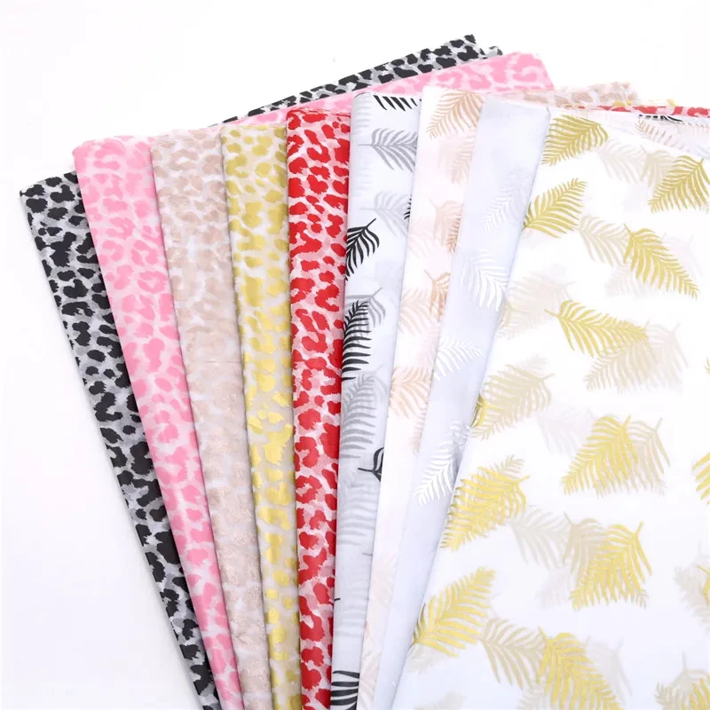 10pcs Gold Tissue Paper DIY Gift Wrapping Paper Handmade Craft Leopard Star Pattern Floral Packaging Material Arts Supplies