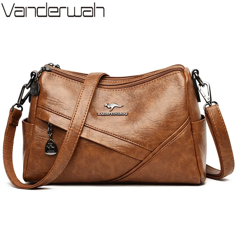 Designer Luxury Handbags 2024 New Vintage Soft Leather Tote Bags For Women Multi-pocket Shoulder Messenger Bags High quality Sac