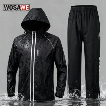 WOSAWE Motorcycl Raincoat Set Rain Jacket Pants Men Women Waterproof Windproof Coat Riding Rainproof Jackets 4