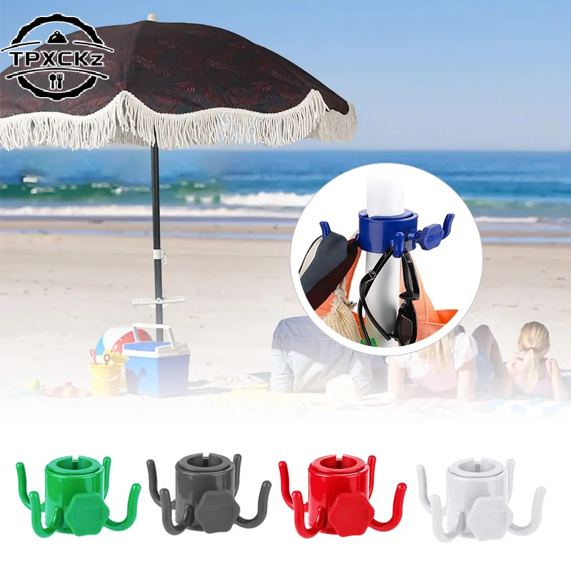 Beach Umbrella Hanging Hook, 4-prongs Plastic Umbrella Hook Hanging For Towels/Hats/Clothes/Camera/Sunglasses/Bags-Accessories