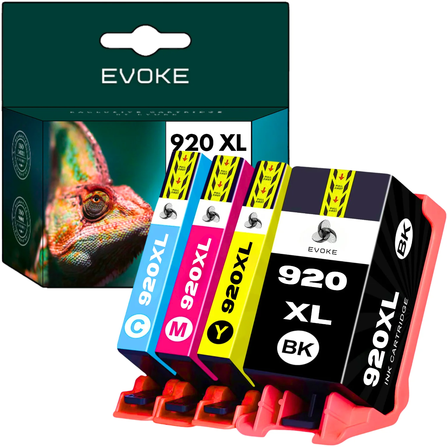 Evoke Compatibele Inkt voor Hp 920XL Hp920 Cd975Ae Cd972Ae Cd973Ae Cd974Ae 4X Cmyk: Zwart, Cyaan, Magenta, Geel 86 ml 5400 Pagina's Officejet 6000 6000 Wireless 6500 6500A 6500A Plus 6500 Wireless