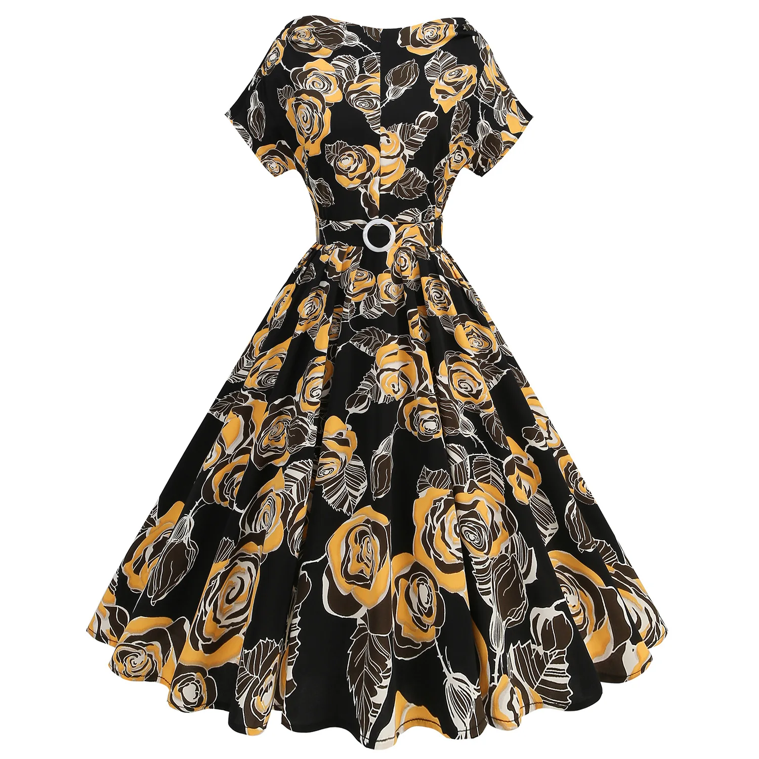 مزاجه الرجعية أزياء أنيقة موجة كبيرة فستان سوينغ كبير #5