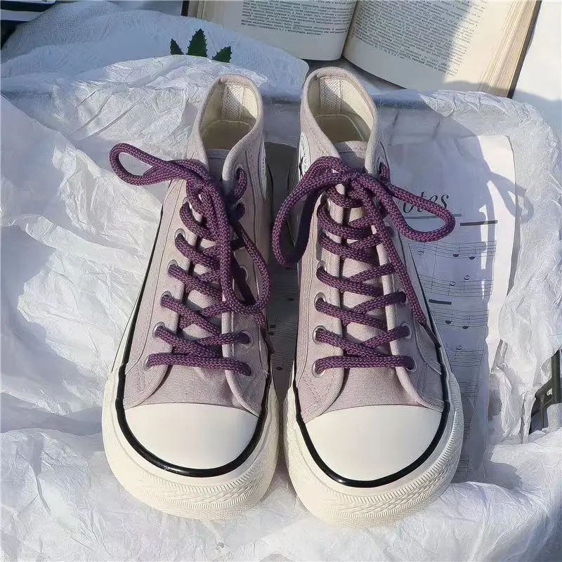 Zapatos De Mujer Tendencia Wanita Platform Sepatu Mango Kepala Wanita Kasual Kanvas Sepatu Bernapas Sepatu Skateboard Sepatu 2025